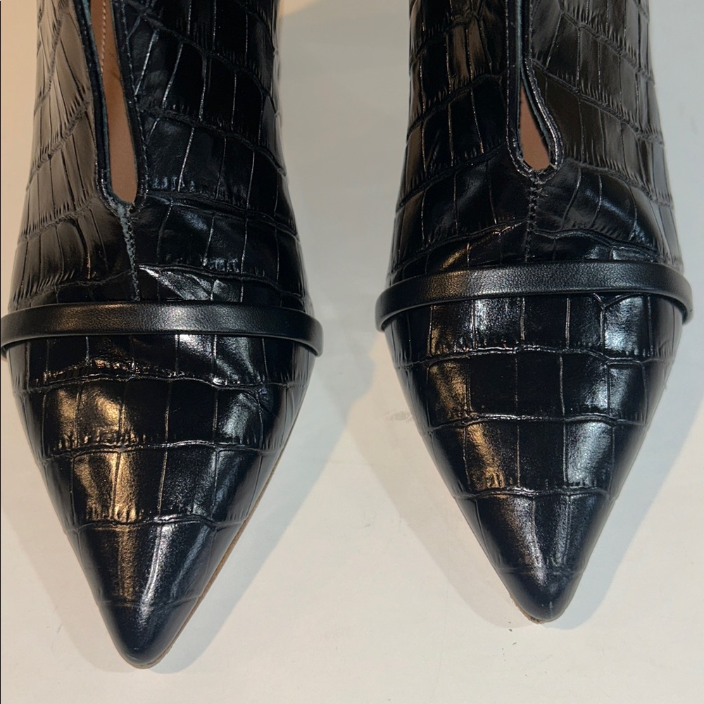 Malone Souliers Clara Black Croc-Embossed Pointed Ankle Boots - Picture 4 of 15